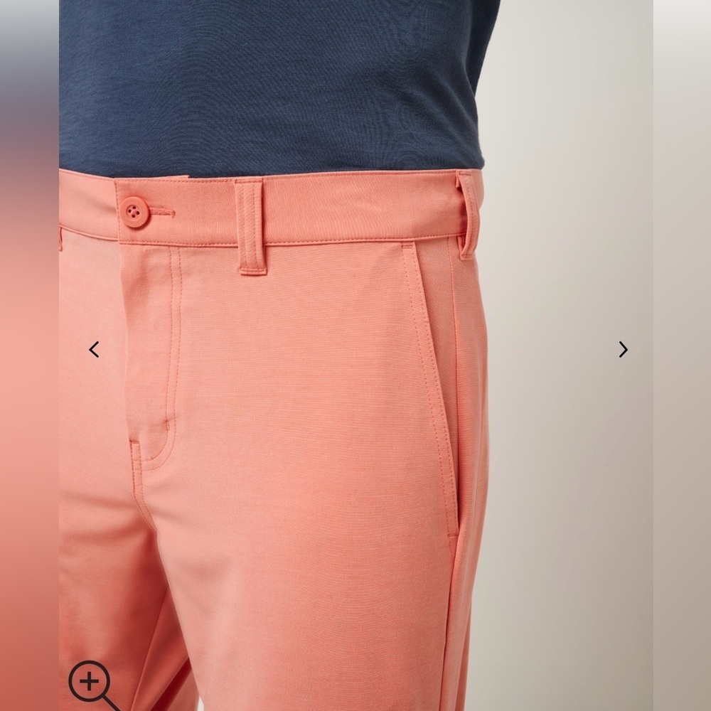 Travis Mathew Tech Chino Shorts Coral 8-Inch Inseam Various Sizes - Picture 2 of 9